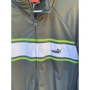 PUMA Gray and White Zip Up Men's Track Jacket / Sports Jogger Jacket, Size XXL